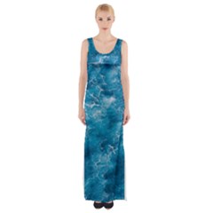 Blue Water Speech Therapy Thigh Split Maxi Dress by artworkshop