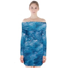 Blue Water Speech Therapy Long Sleeve Off Shoulder Dress by artworkshop