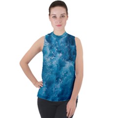 Blue Water Speech Therapy Mock Neck Chiffon Sleeveless Top by artworkshop