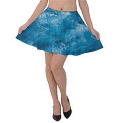 Blue Water Speech Therapy Velvet Skater Skirt by artworkshop