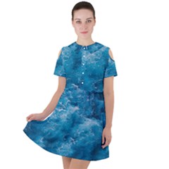 Blue Water Speech Therapy Short Sleeve Shoulder Cut Out Dress  by artworkshop