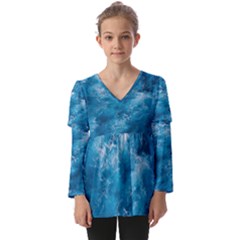 Blue Water Speech Therapy Kids  V Neck Casual Top