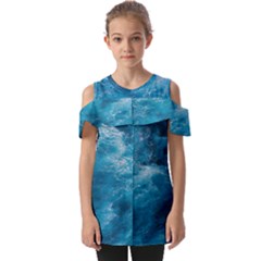 Blue Water Speech Therapy Fold Over Open Sleeve Top by artworkshop