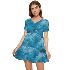 Blue Water Speech Therapy Tiered Short Sleeve Babydoll Dress by artworkshop