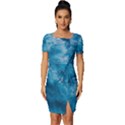 Blue Water Speech Therapy Fitted Knot Split End Bodycon Dress View1