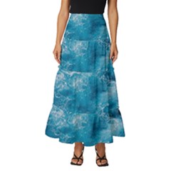 Blue Water Speech Therapy Tiered Ruffle Maxi Skirt