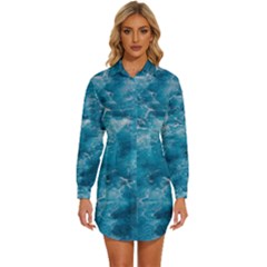 Blue Water Speech Therapy Womens Long Sleeve Shirt Dress