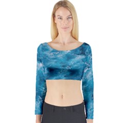 Blue Water Speech Therapy Long Sleeve Crop Top by artworkshop