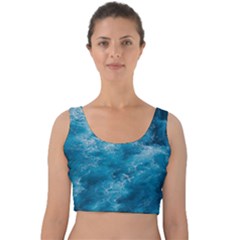 Blue Water Speech Therapy Velvet Crop Top by artworkshop