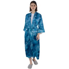 Blue Water Speech Therapy Maxi Satin Kimono by artworkshop