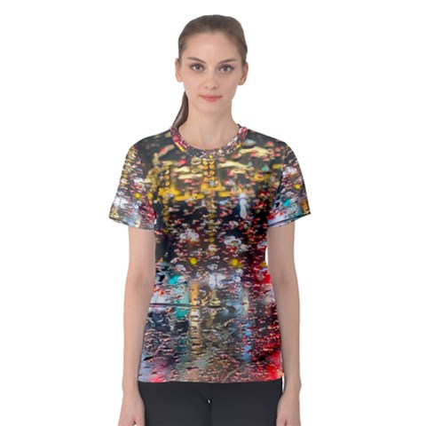 Water Droplets Women s Sport Mesh Tee by artworkshop