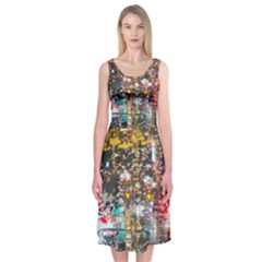 Water Droplets Midi Sleeveless Dress by artworkshop