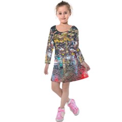 Water Droplets Kids  Long Sleeve Velvet Dress by artworkshop