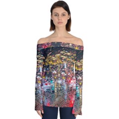 Water Droplets Off Shoulder Long Sleeve Top by artworkshop