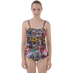 Water Droplets Twist Front Tankini Set by artworkshop