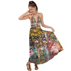 Water Droplets Backless Maxi Beach Dress by artworkshop