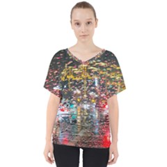 Water Droplets V-neck Dolman Drape Top by artworkshop