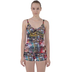 Water Droplets Tie Front Two Piece Tankini by artworkshop