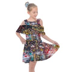 Water Droplets Kids  Shoulder Cutout Chiffon Dress by artworkshop