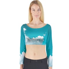 Clouds Hd Wallpaper Long Sleeve Crop Top by artworkshop