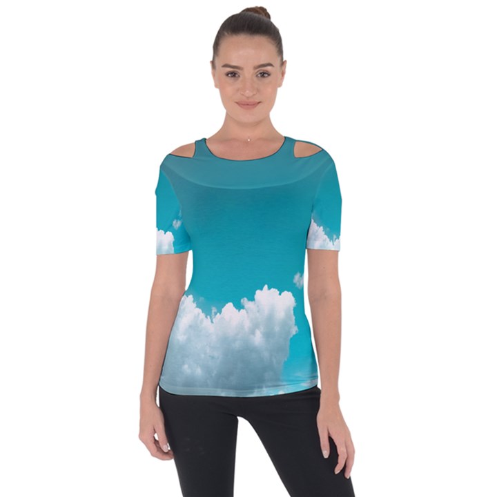 Clouds hd wallpaper Shoulder Cut Out Short Sleeve Top