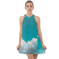 Clouds Hd Wallpaper Halter Tie Back Chiffon Dress by artworkshop