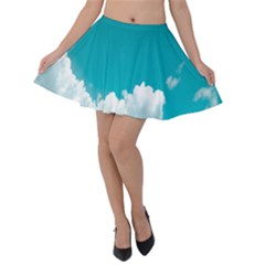 Clouds Hd Wallpaper Velvet Skater Skirt by artworkshop