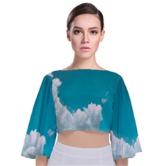 Clouds Hd Wallpaper Tie Back Butterfly Sleeve Chiffon Top by artworkshop