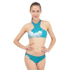 Clouds Hd Wallpaper High Neck Bikini Set by artworkshop