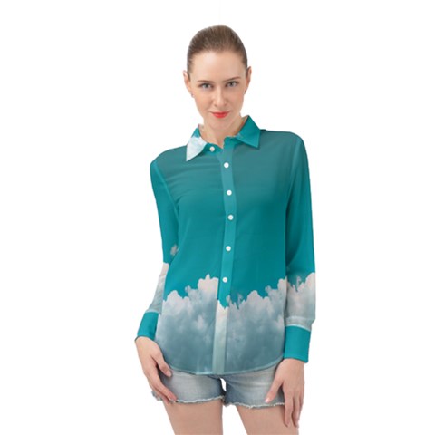 Clouds Hd Wallpaper Long Sleeve Chiffon Shirt by artworkshop