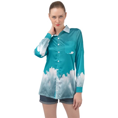 Clouds Hd Wallpaper Long Sleeve Satin Shirt by artworkshop