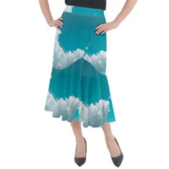 Clouds Hd Wallpaper Midi Mermaid Skirt by artworkshop