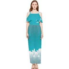 Clouds Hd Wallpaper Draped Sleeveless Chiffon Jumpsuit by artworkshop