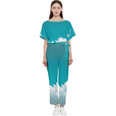 Clouds Hd Wallpaper Batwing Lightweight Chiffon Jumpsuit by artworkshop