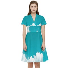 Clouds Hd Wallpaper Short Sleeve Waist Detail Dress by artworkshop