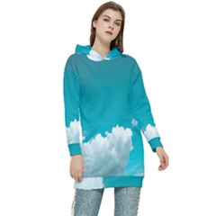 Clouds Hd Wallpaper Women s Long Oversized Pullover Hoodie