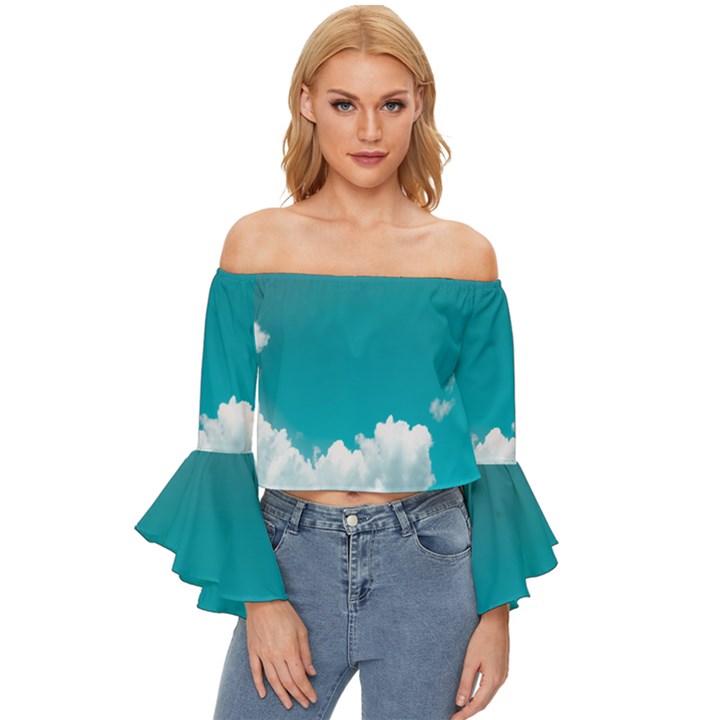 Clouds hd wallpaper Off Shoulder Flutter Bell Sleeve Top