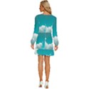 Clouds hd wallpaper Long Sleeve Waist Tie Ruffle Velvet Dress View4