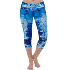 Water Blue Wallpaper Capri Yoga Leggings by artworkshop