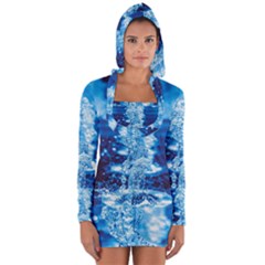 Water Blue Wallpaper Long Sleeve Hooded T-shirt by artworkshop