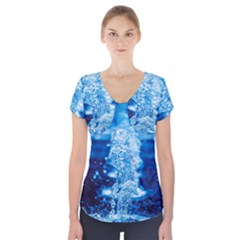 Water Blue Wallpaper Short Sleeve Front Detail Top by artworkshop