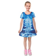 Water Blue Wallpaper Kids  Short Sleeve Velvet Dress by artworkshop