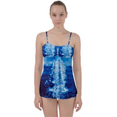 Water Blue Wallpaper Babydoll Tankini Set by artworkshop