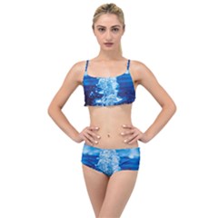 Water Blue Wallpaper Layered Top Bikini Set by artworkshop