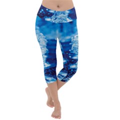 Water Blue Wallpaper Lightweight Velour Capri Yoga Leggings by artworkshop