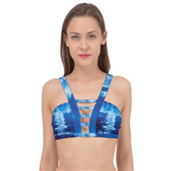 Water Blue Wallpaper Cage Up Bikini Top by artworkshop