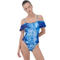 Water Blue wallpaper Frill Detail One Piece Swimsuit View1