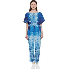 Water Blue Wallpaper Batwing Lightweight Chiffon Jumpsuit by artworkshop