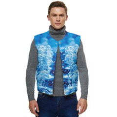 Water Blue Wallpaper Men s Short Button Up Puffer Vest	 by artworkshop