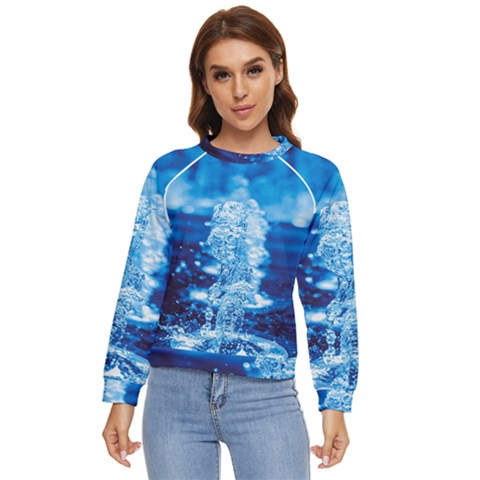 Water Blue Wallpaper Women s Long Sleeve Raglan Tee by artworkshop